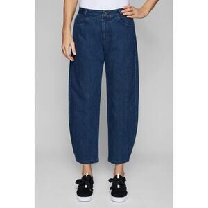 Lisa Bayne Denim Barrel Leg Pant Jeans Women's Size 8P Dark Wash Blue Stretch